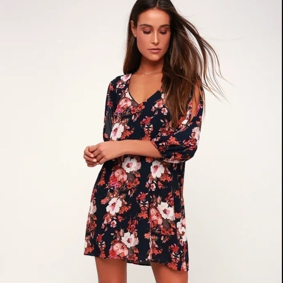 Lulu’s Dress Womens Small Shifting Dears Floral Cut Out Lightweight Shift Mini - Picture 2 of 15